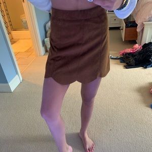 Suede scallop skirt